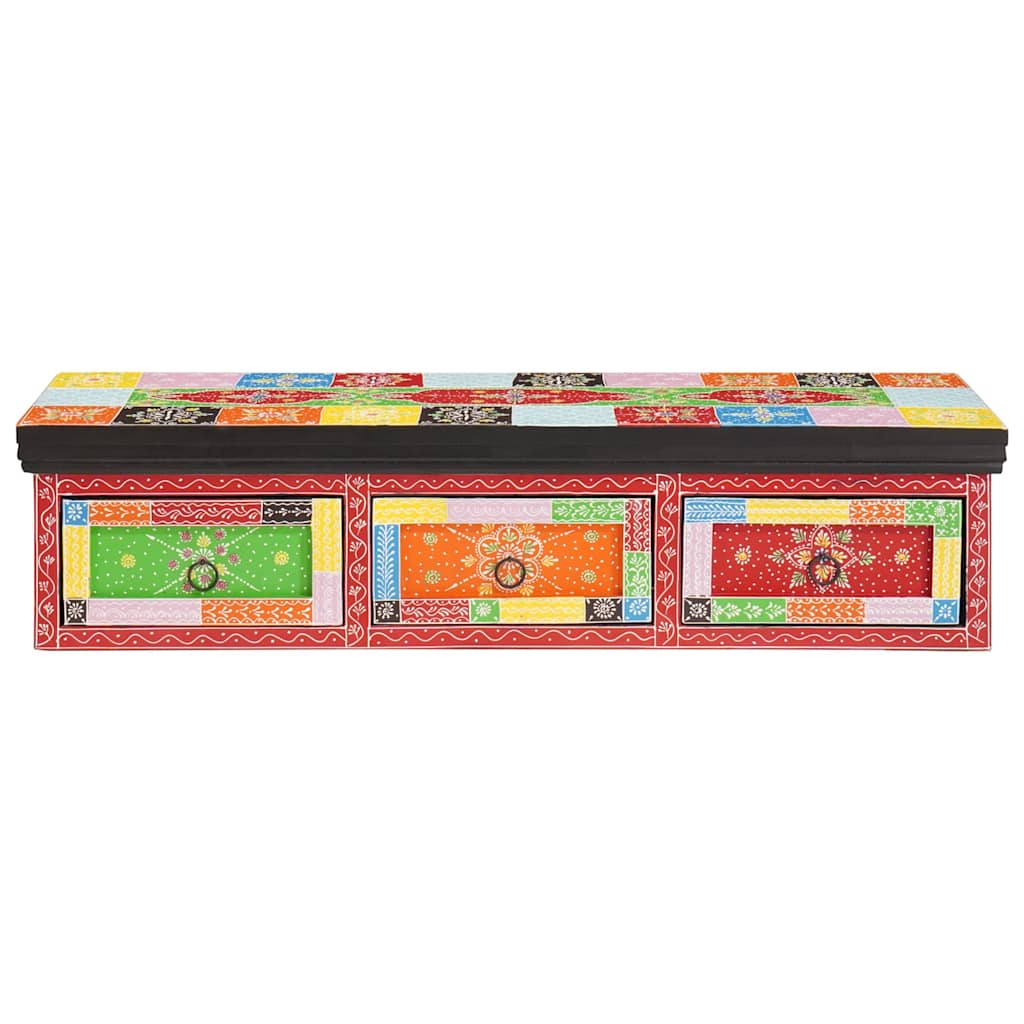 TV-skab med skuffe Flerfarvet 100 x 30 x 24 cm Massivt mangotræ - Image 2