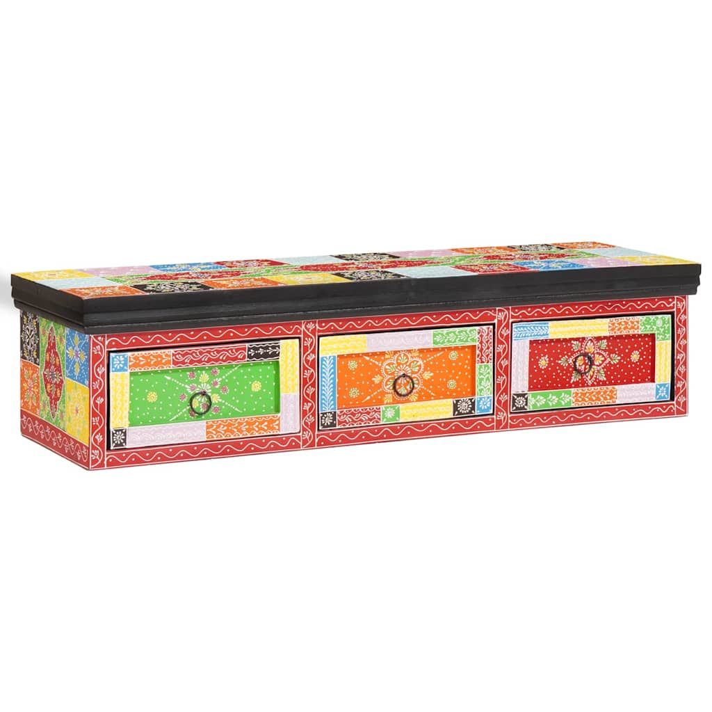 TV-skab med skuffe Flerfarvet 100 x 30 x 24 cm Massivt mangotræ - Image 6