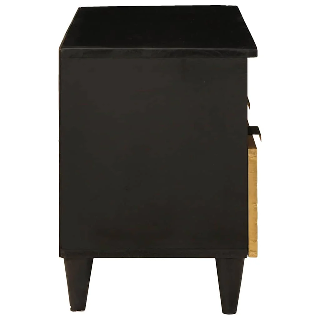 TV-skab med skuffe Sort og Guld 70 x 33 x 46 cm Konstrueret træ - Image 4