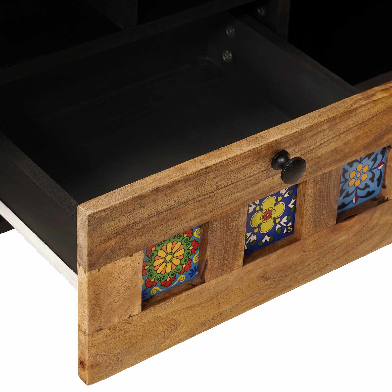 TV-skab Naturfarvet 100 x 33,5 x 46 cm Massivt mangotræ - Image 7