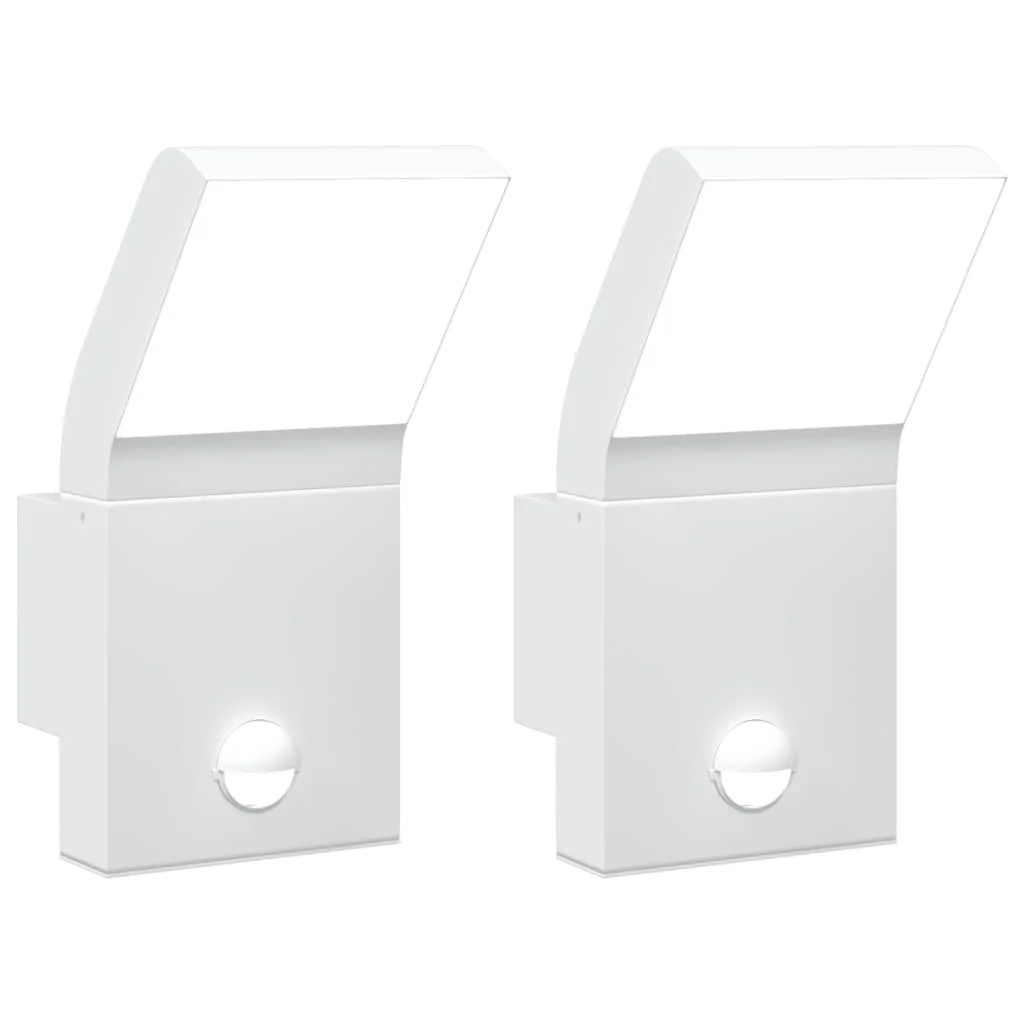 udendørs LED-væglamper 2 stk. sensorer trykstøbt aluminium hvid - Image 2