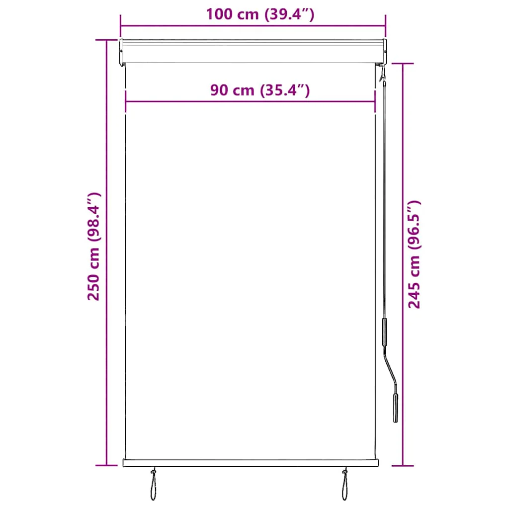udendørs rullegardin 100x250 cm hvid og orange - Image 9