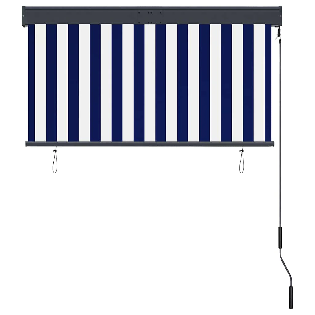 udendørs rullegardin 120x250 cm blå og hvid - Image 4