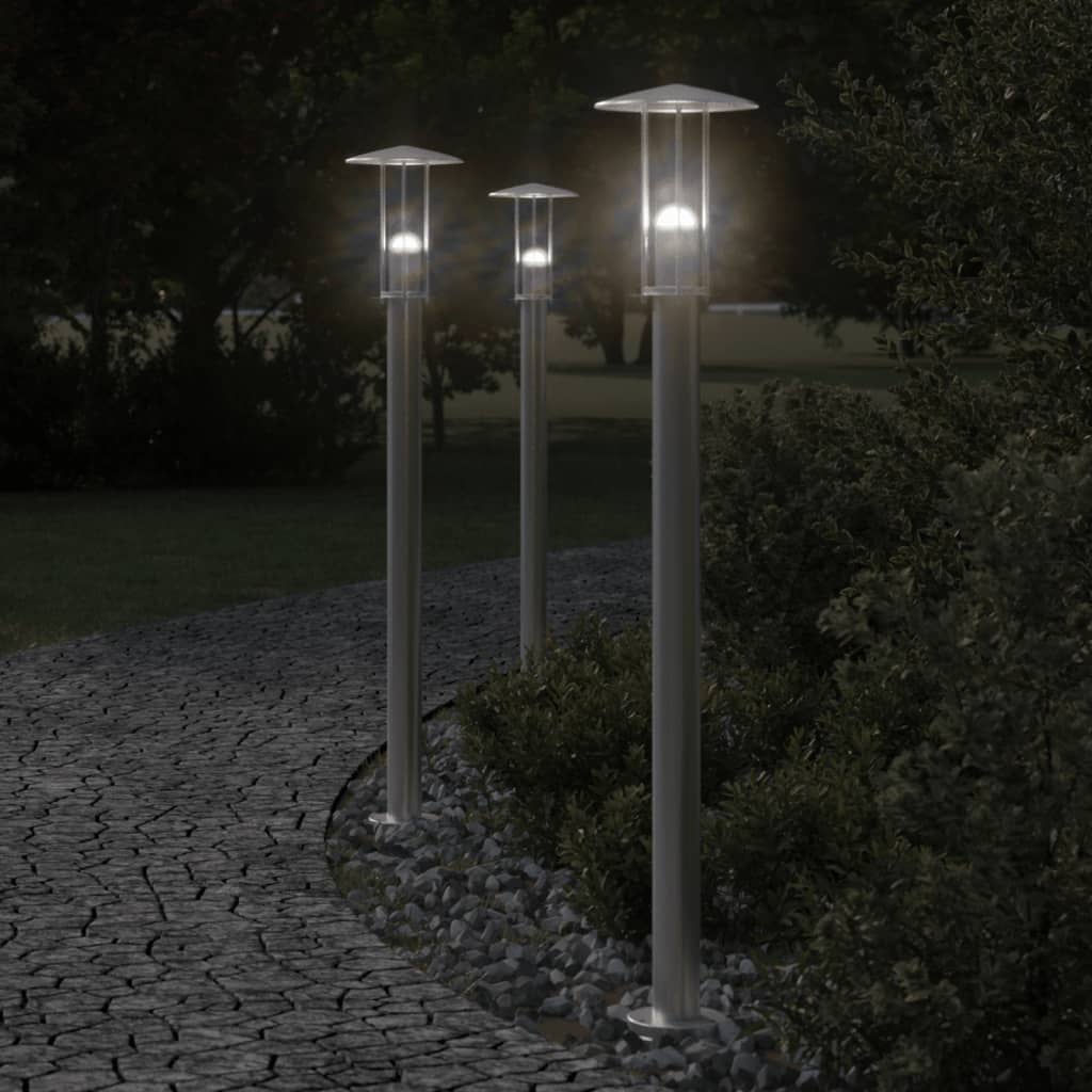 udendørs standerlampe 100 cm rustfrit stål sølvfarvet