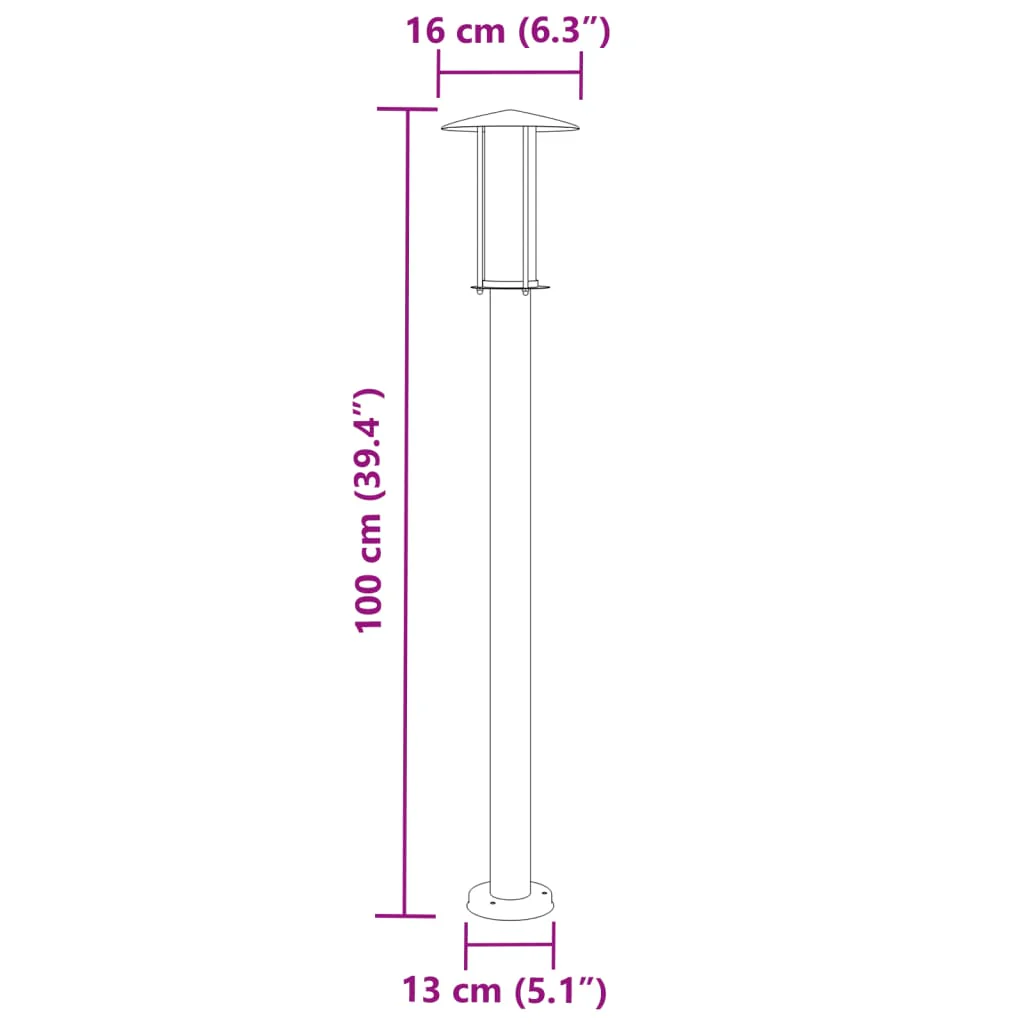 udendørs standerlampe 100 cm rustfrit stål sølvfarvet - Image 7