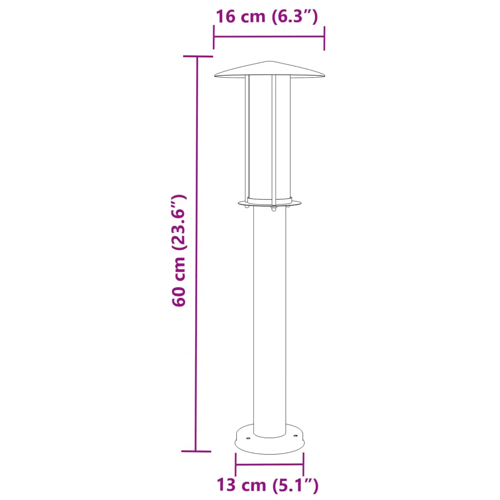 udendørs standerlampe 3 stk. 60 cm rustfrit stål sort - Image 7