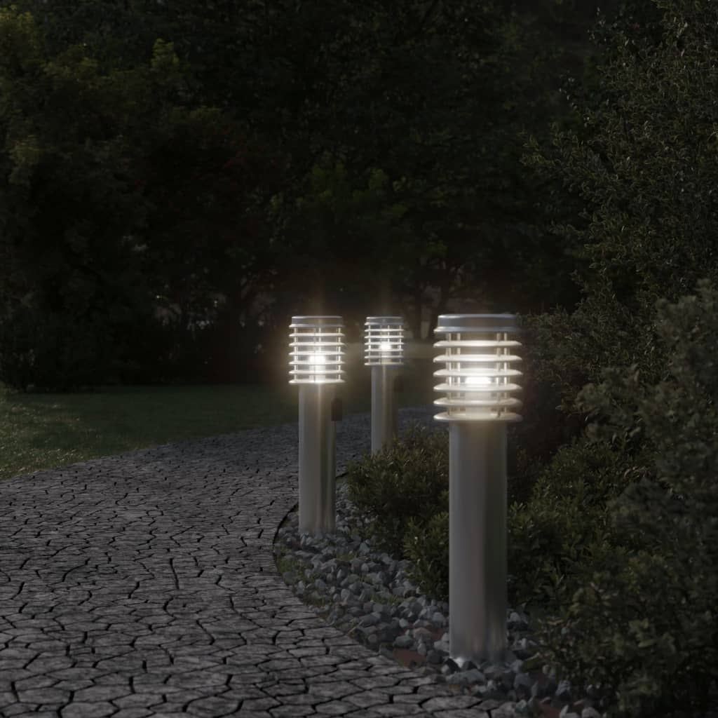 udendørs standerlampe med stikkontakt 60 cm rustfrit stål sølv - Image 3