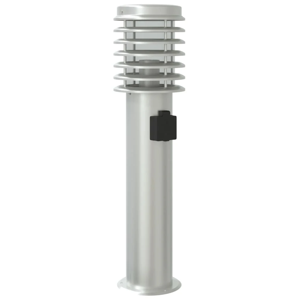 udendørs standerlampe med stikkontakt 60 cm rustfrit stål sølv - Image 6