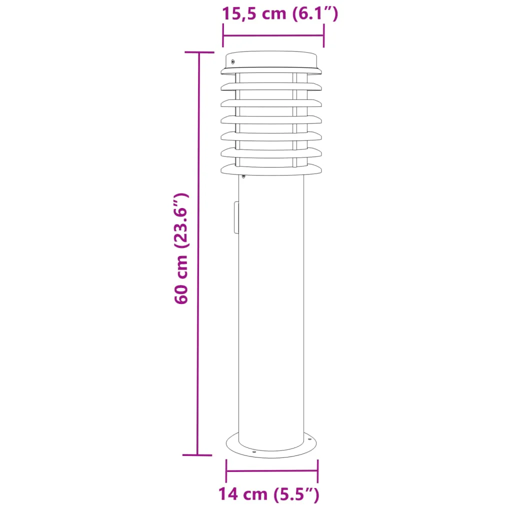 udendørs standerlampe med stikkontakt 60 cm rustfrit stål sølv - Image 7