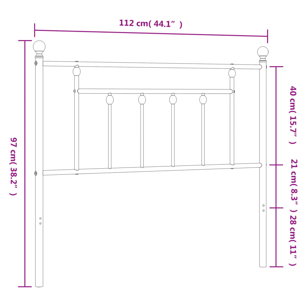 udskiftningsgavl 107 cm metal hvid - Image 7