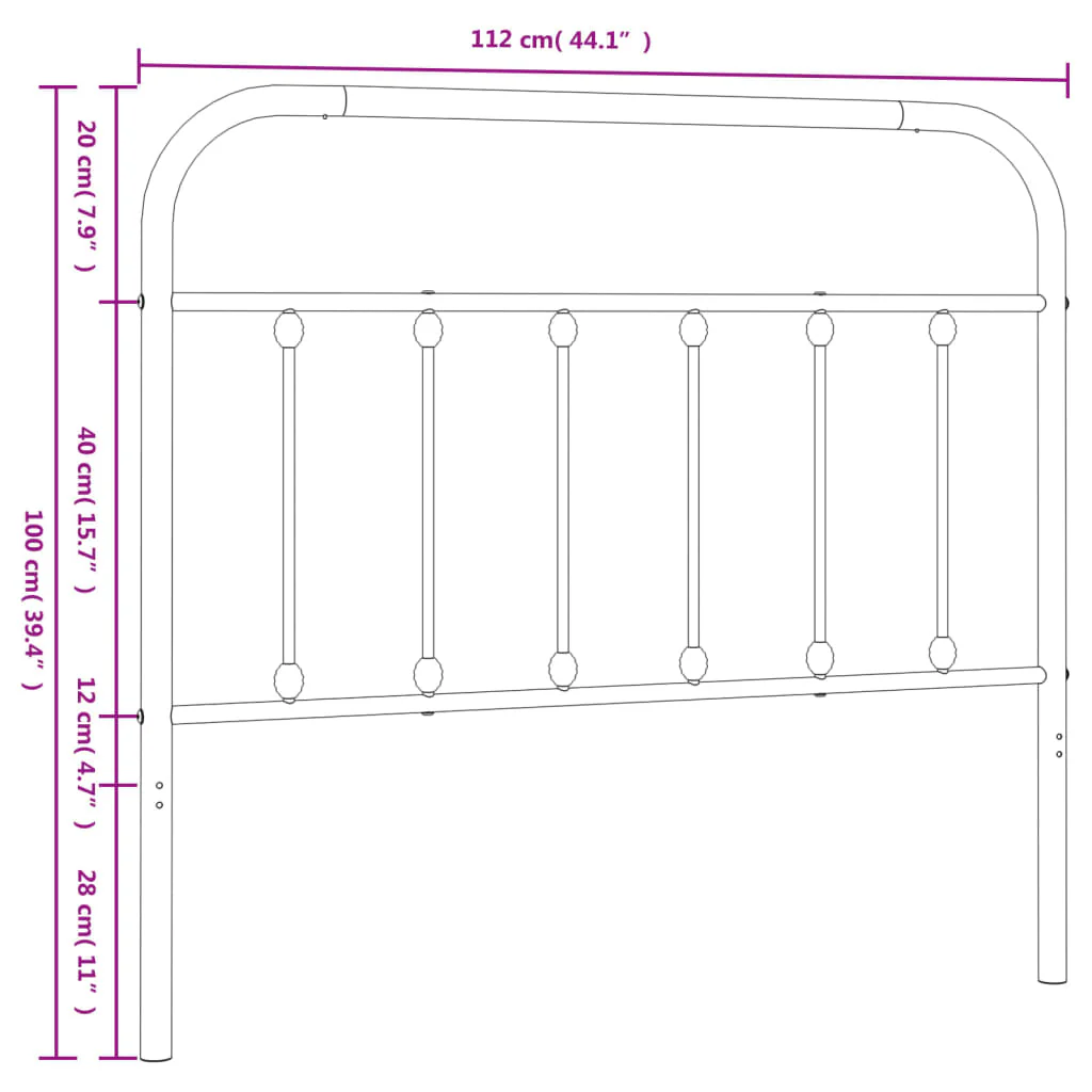 udskiftningsgavl 107 cm metal hvid - Image 7