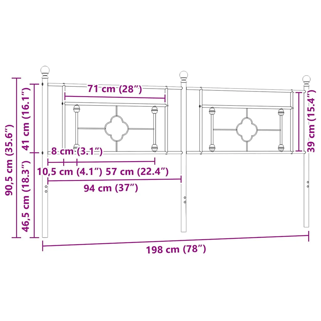 udskiftningsgavl 193 cm metal sort - Image 7