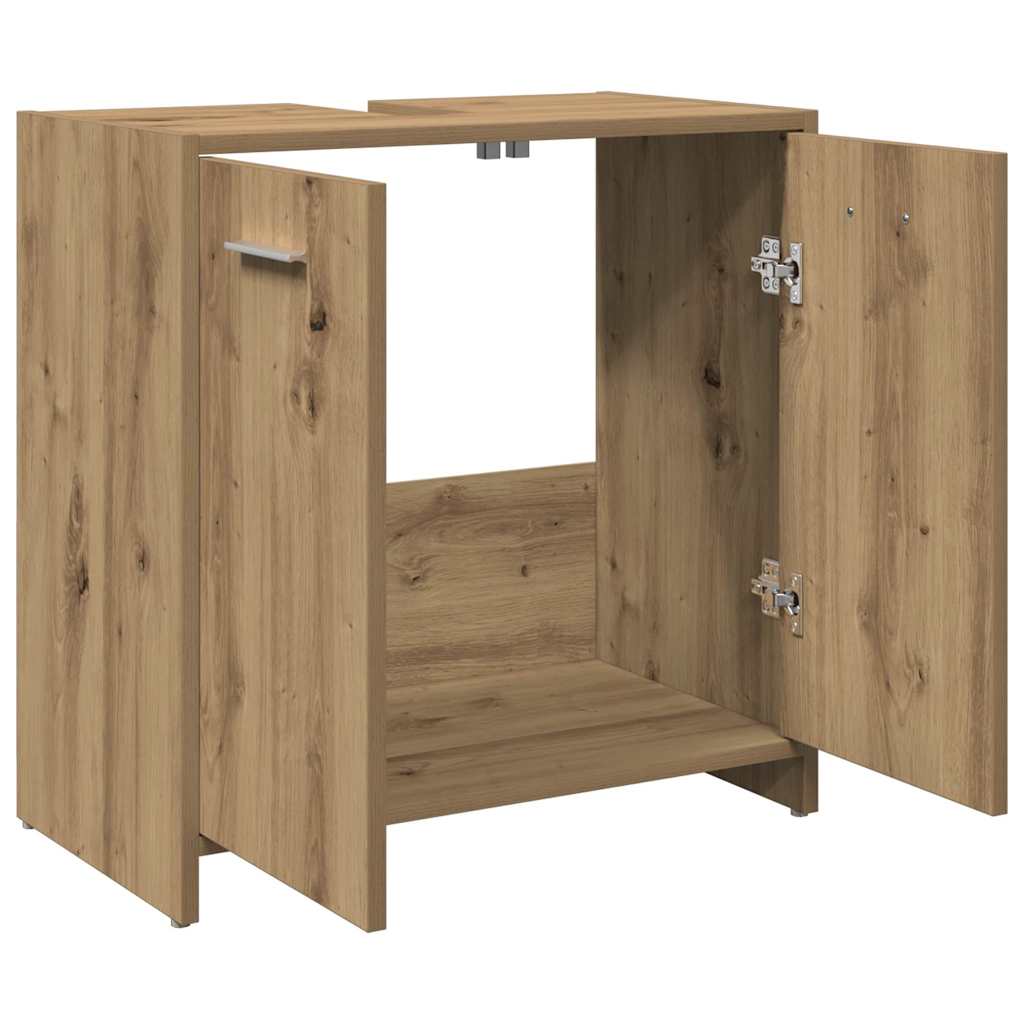 underskab til badeværelse 60x33x60 cm konstrueret træ kunsteg - Image 5