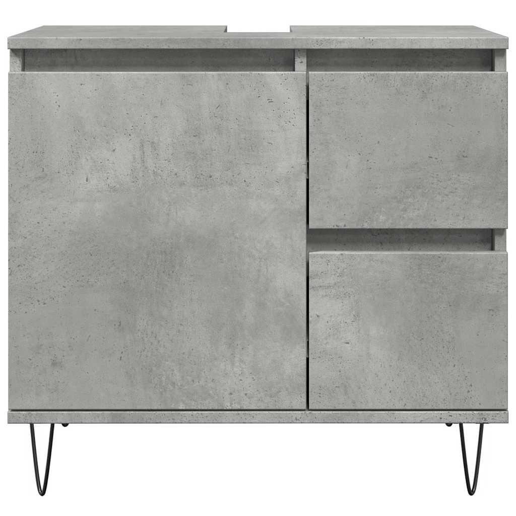 underskab til badeværelse 65x33x60 cm konstrueret træ betongrå - Image 4