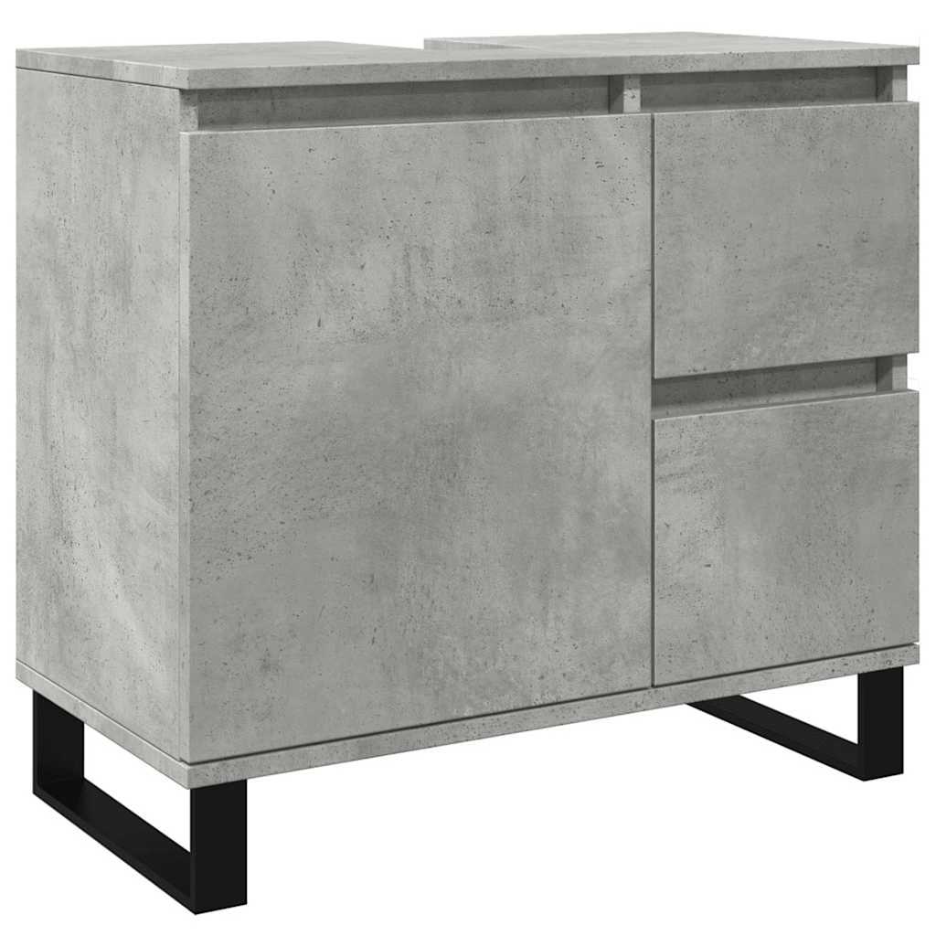 underskab til badeværelse 65x33x60 cm konstrueret træ betongrå - Image 2