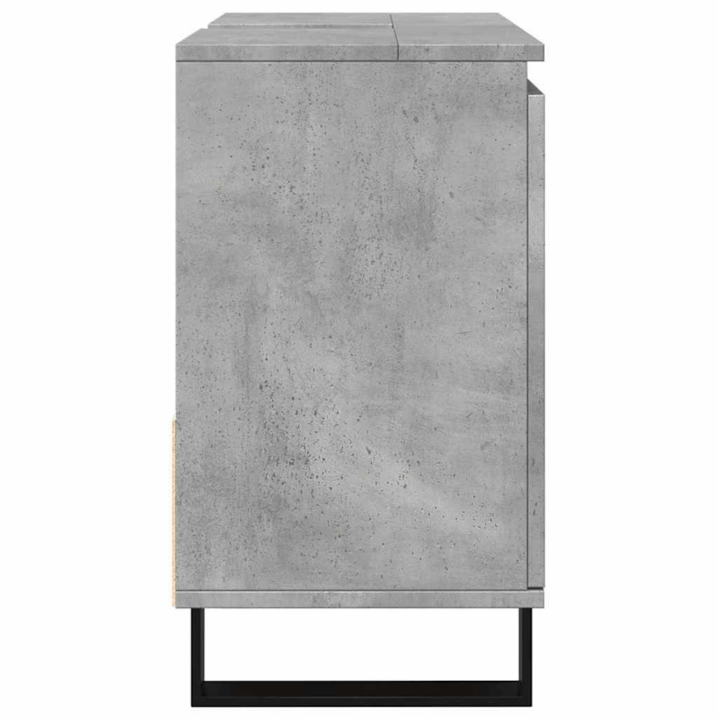 underskab til badeværelse 65x33x60 cm konstrueret træ betongrå - Image 5