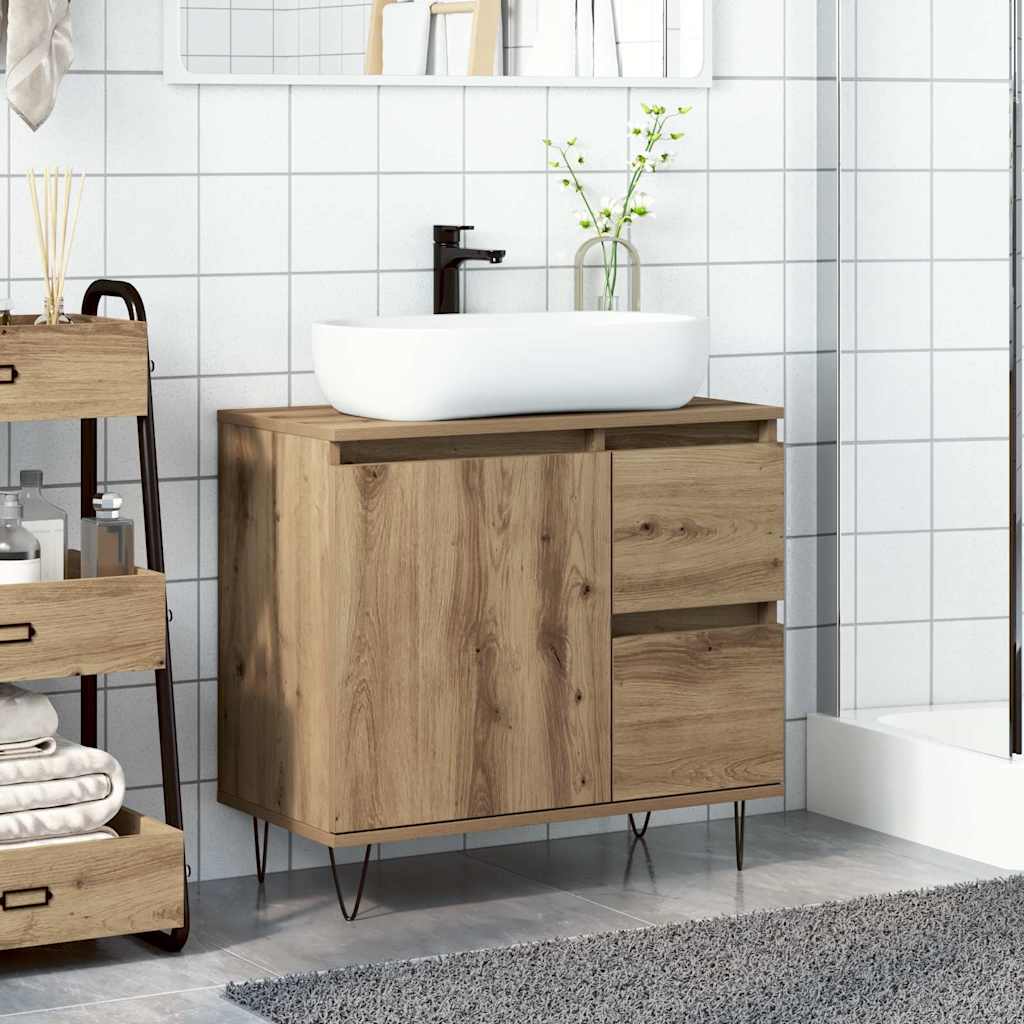 underskab til badeværelse 65x33x60 cm konstrueret træ kunsteg - Image 3