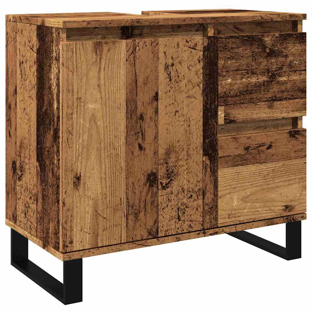 underskab til badeværelse 65x33x60cm konstrueret træ antikt træ - Image 2