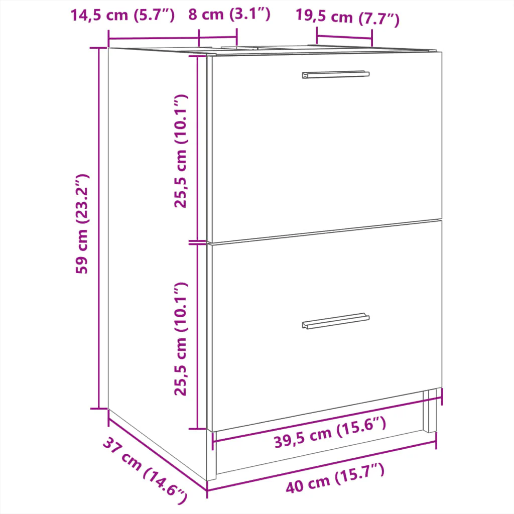 underskab til håndvask 40x37x59 cm konstrueret træ betongrå - Image 10