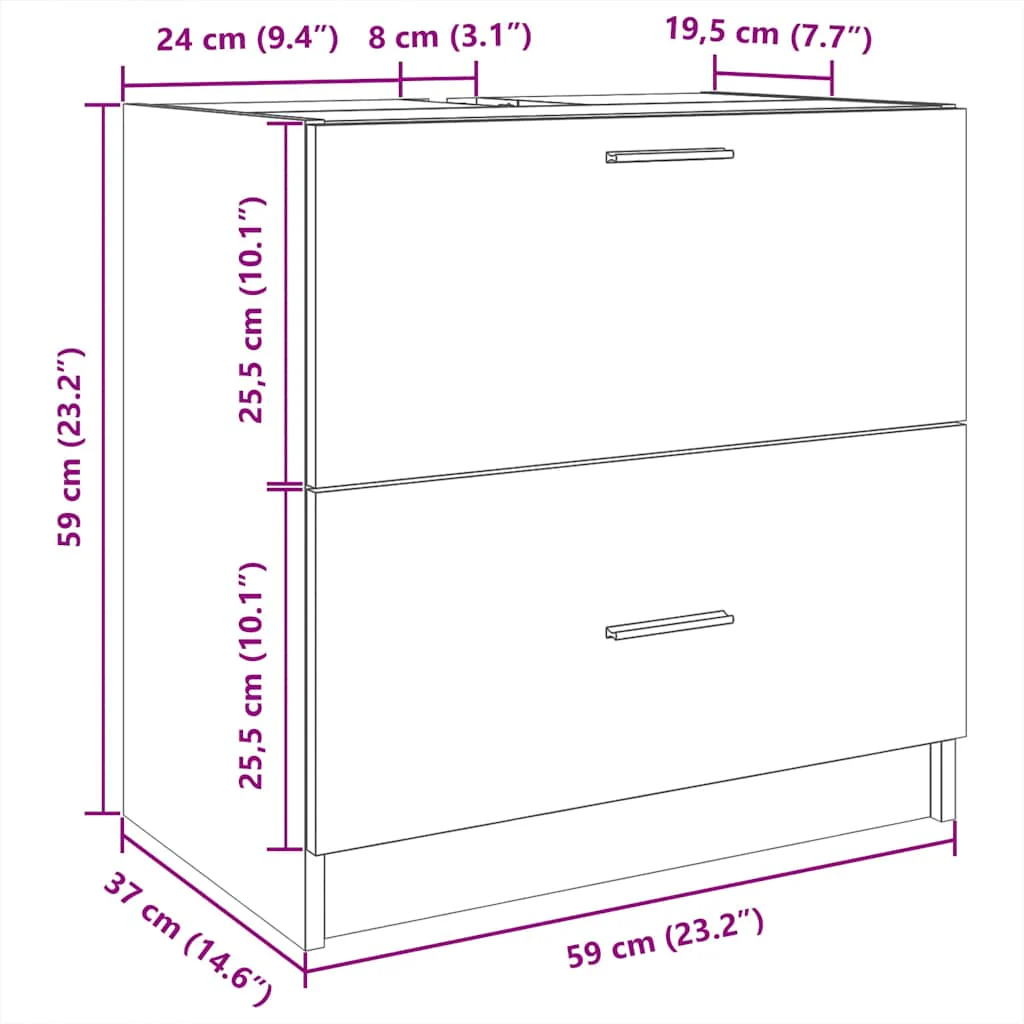 underskab til håndvask 59x37x59 cm konstrueret træ hvid - Image 10