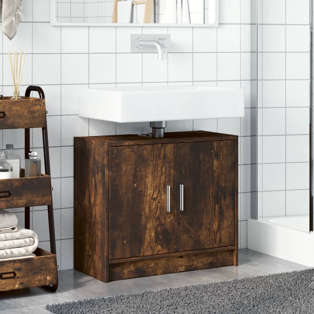 underskab til håndvask 63x29x55 cm konstrueret træ røget eg - Image 3