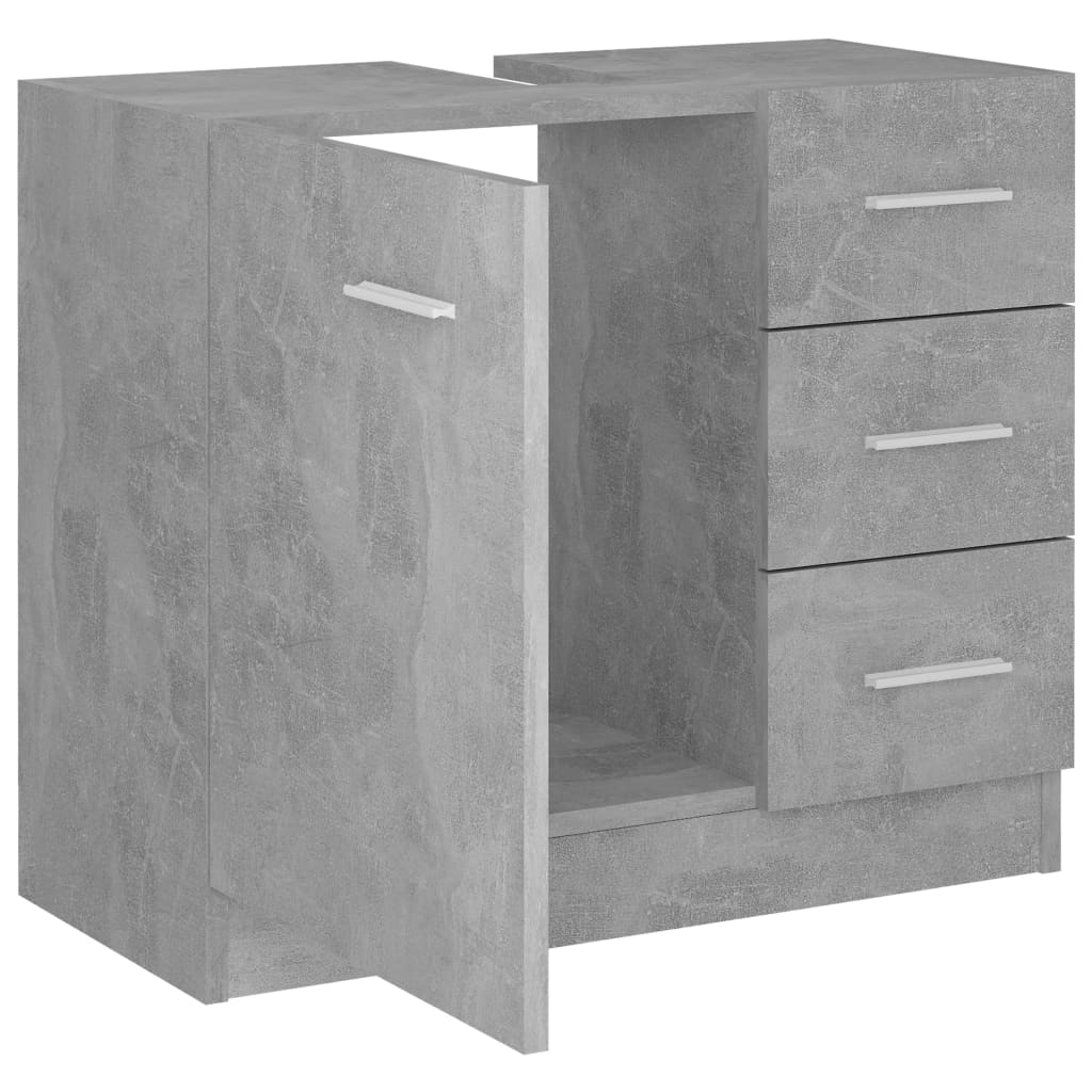 underskab til håndvask 63x30x54 cm konstrueret træ betongrå - Image 7