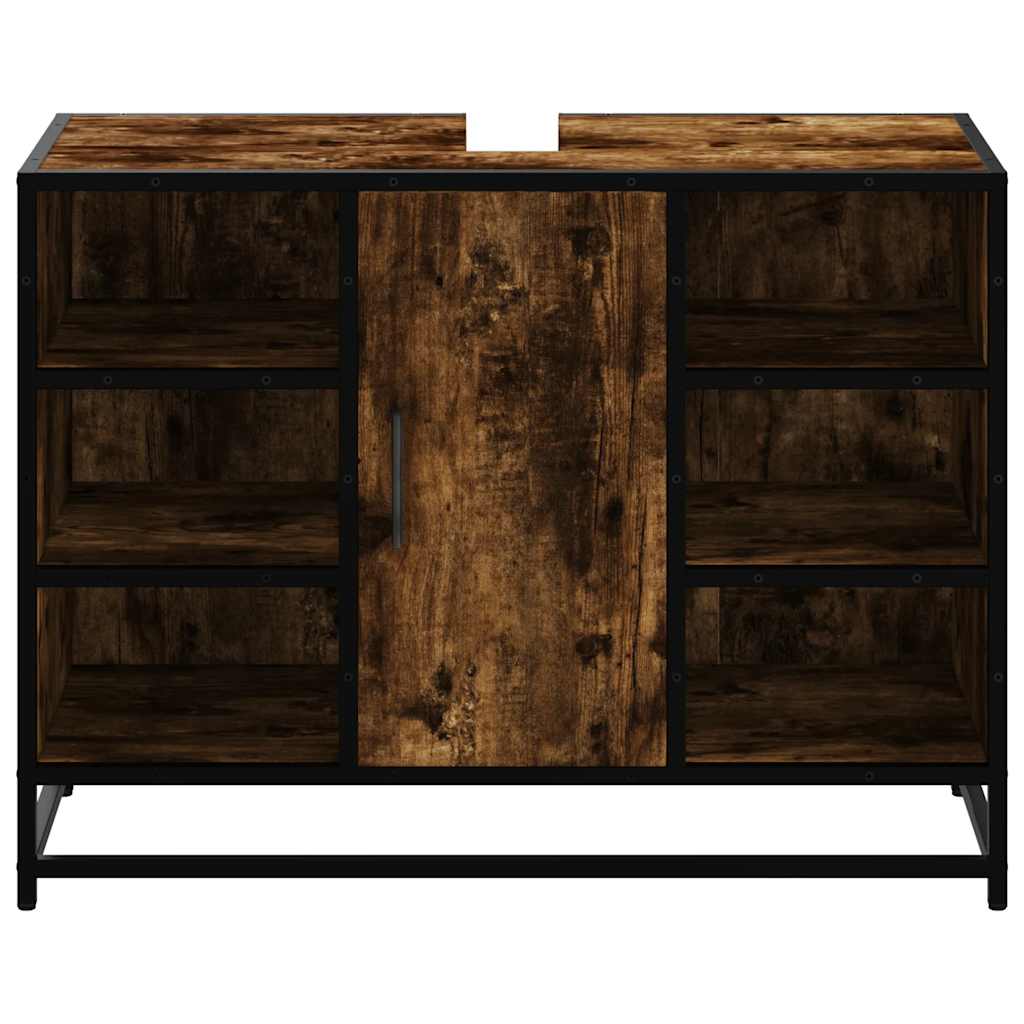 underskab til håndvask 80x33x60 cm konstrueret træ røget eg - Image 5