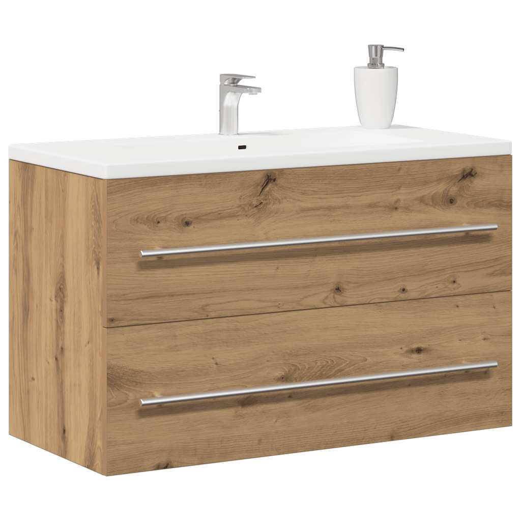 underskab til håndvask 80x38,5x48 cm konstrueret træ kunsteg - Image 4