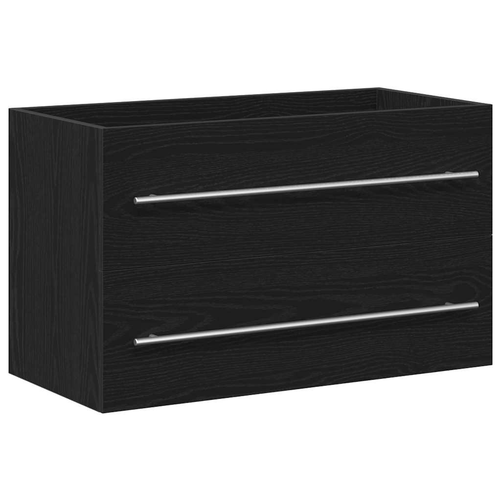 underskab til håndvask 80x38,5x48 cm konstrueret træ sort-eg - Image 2