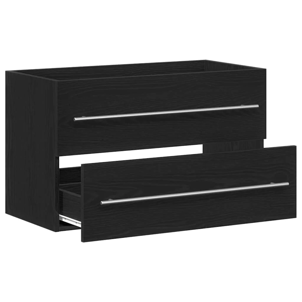 underskab til håndvask 80x38,5x48 cm konstrueret træ sort-eg - Image 5