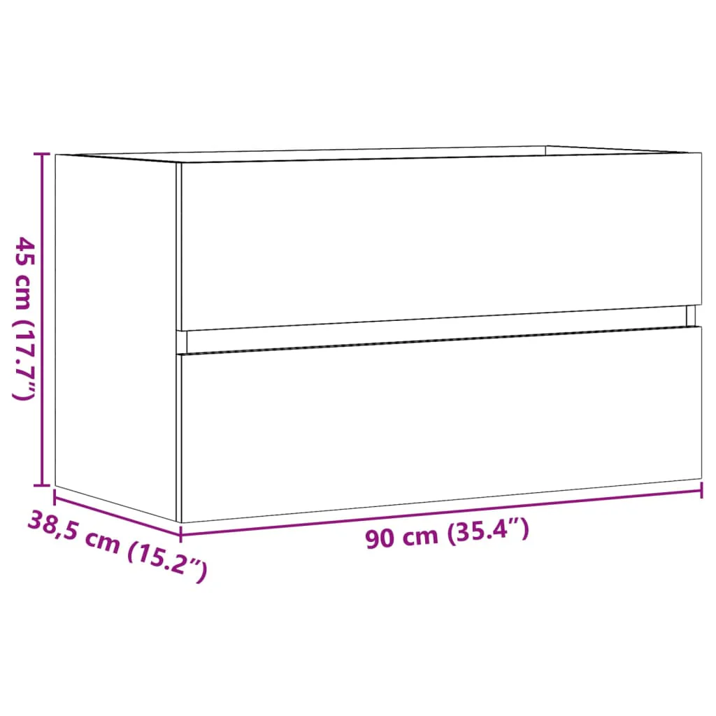 underskab til håndvask 90x38,5x45 cm konstrueret træ antikt træ - Image 10