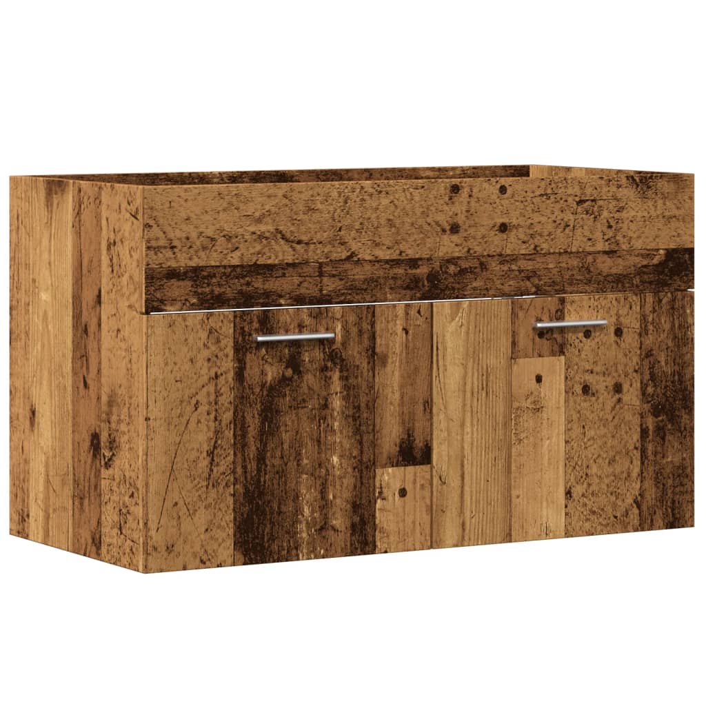 underskab til håndvask 90x38,5x46 cm konstrueret træ antikt træ - Image 2