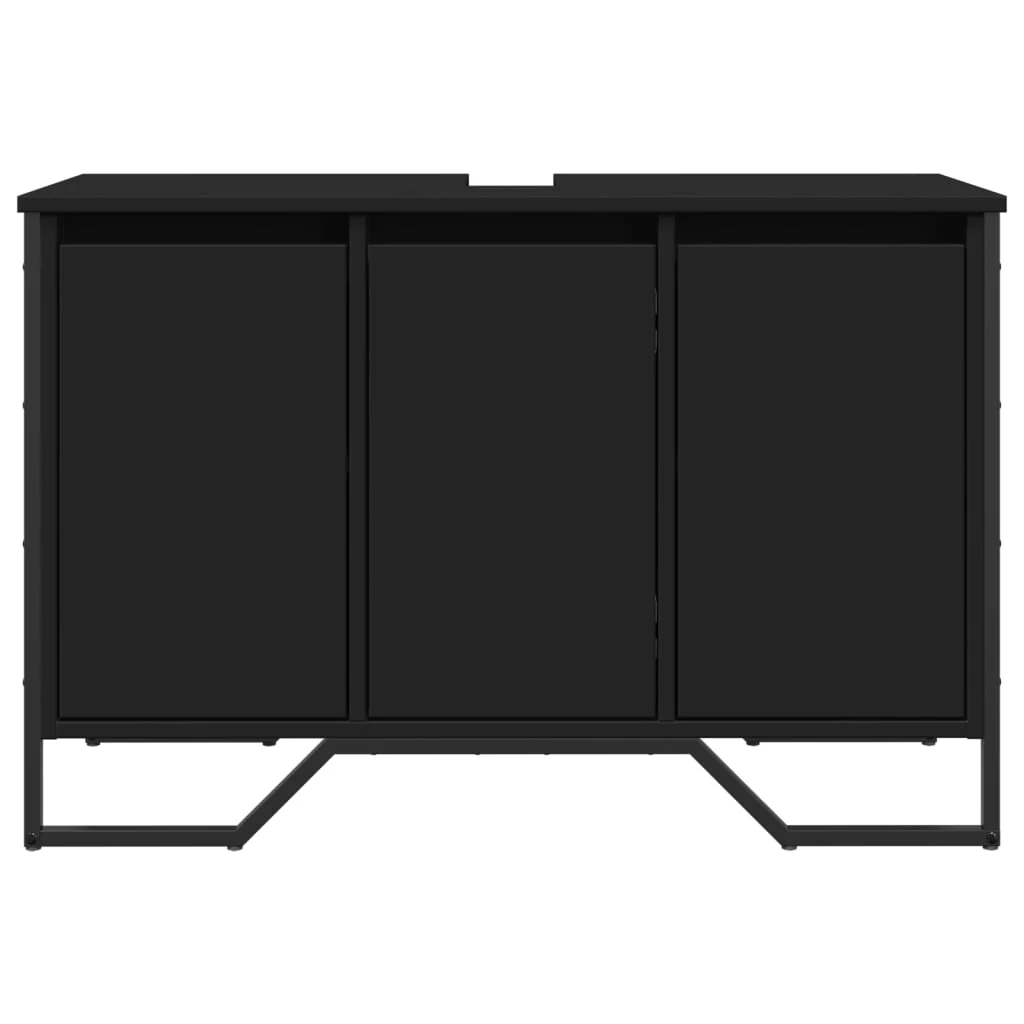 underskab til håndvask 91x35x60 cm konstrueret træ sort - Image 4