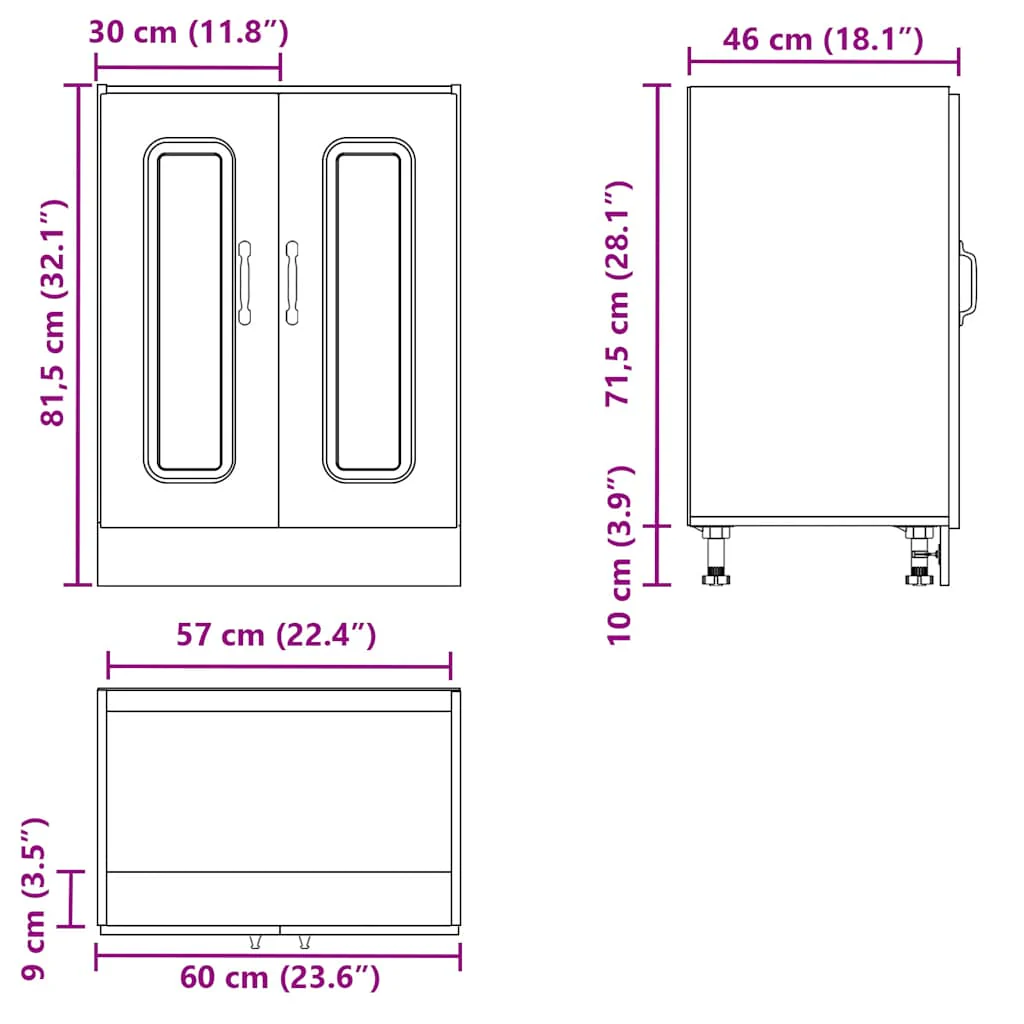 underskab til vask Kalmar 60x46x81,5cm konstrueret træ røget eg - Image 10