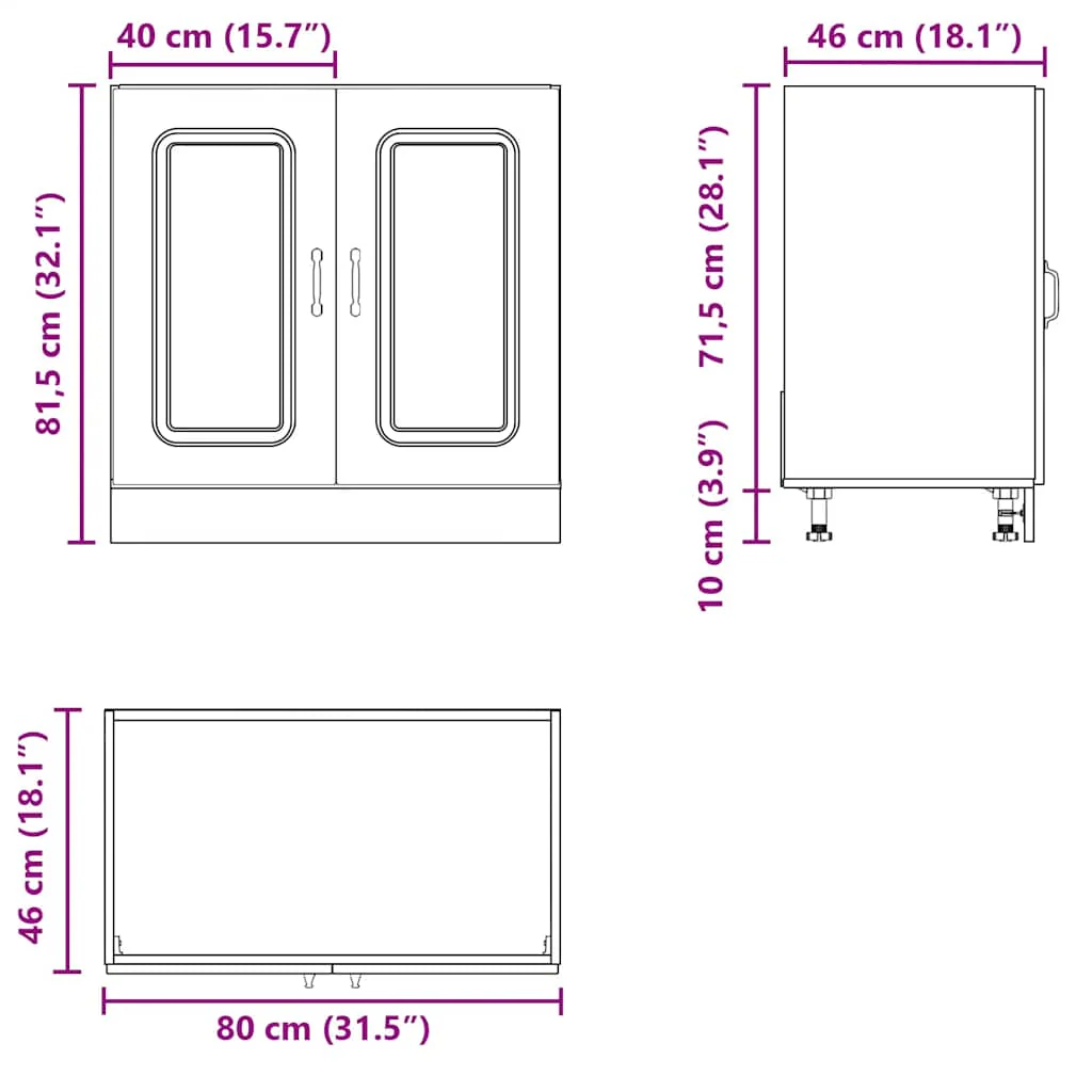 underskab til vask Kalmar 80x46x81,5 cm højglans hvid - Image 10