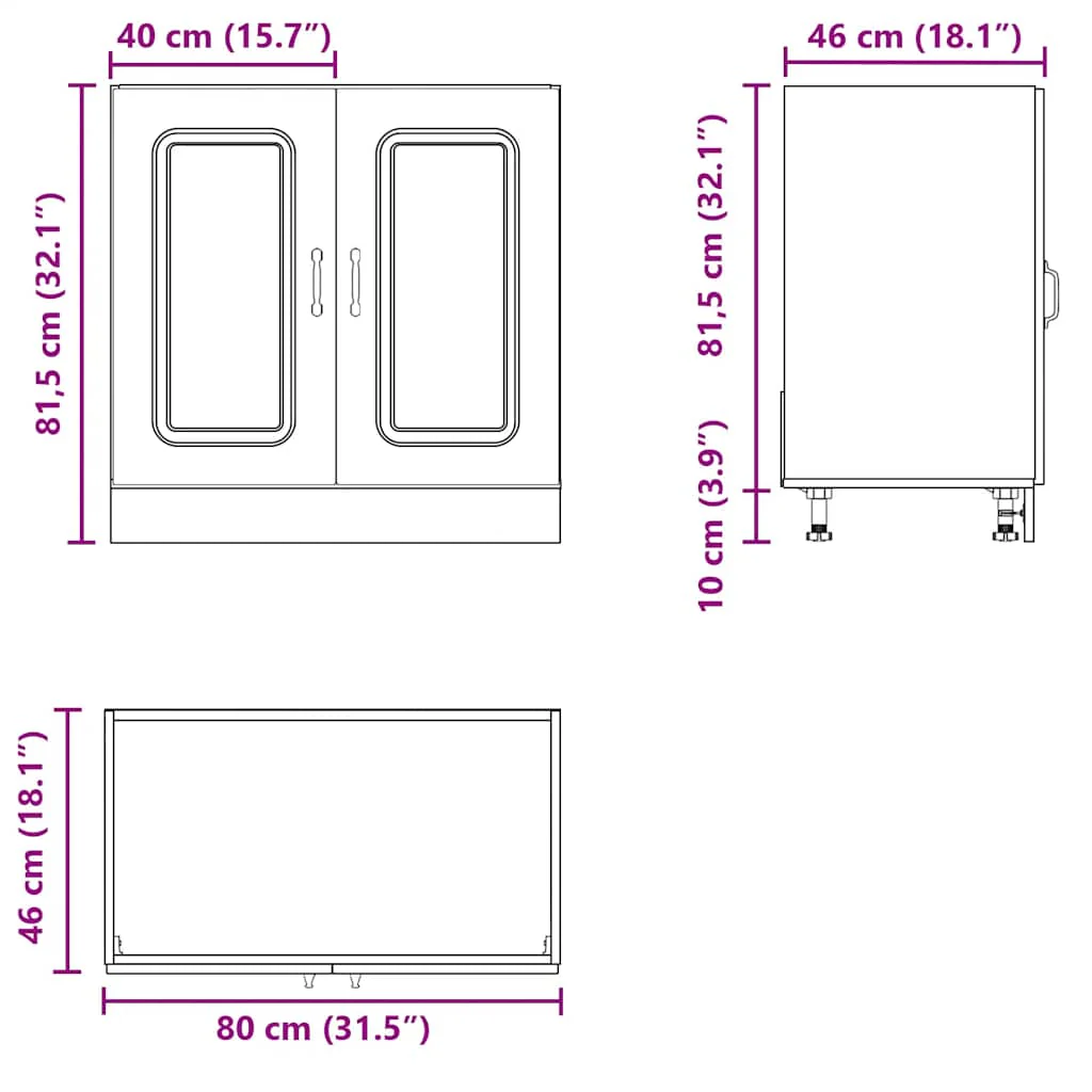underskab til vask Kalmar 80x46x81,5 cm konstrueret træ egetræ - Image 10