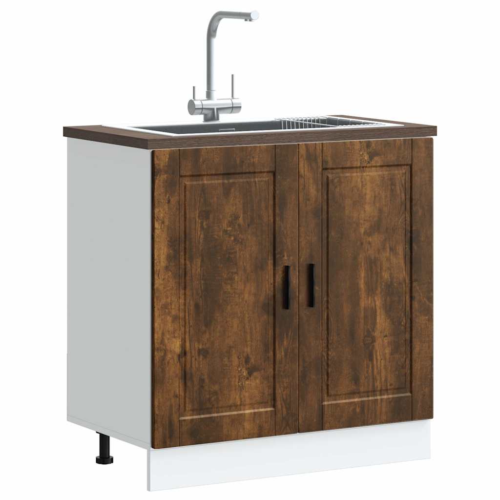 underskab til vask Porto 80x46x81,5 cm konstrueret træ røget eg