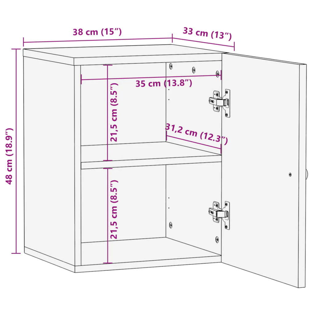 væghængt badeværelsesskab 38x33x48 cm massivt genbrugstræ - Image 9