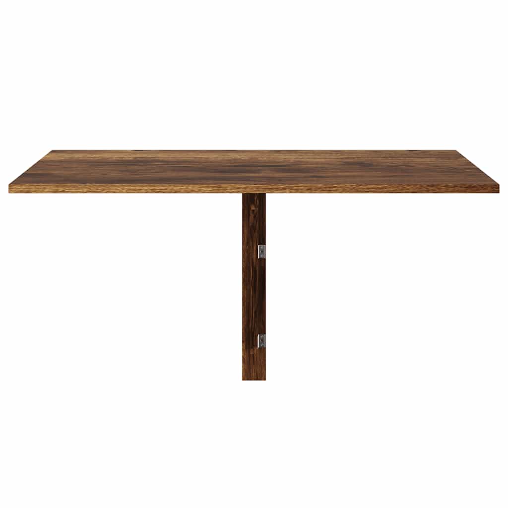 væghængt klapbord 100x60x56 cm konstrueret træ røget egetræ - Image 4
