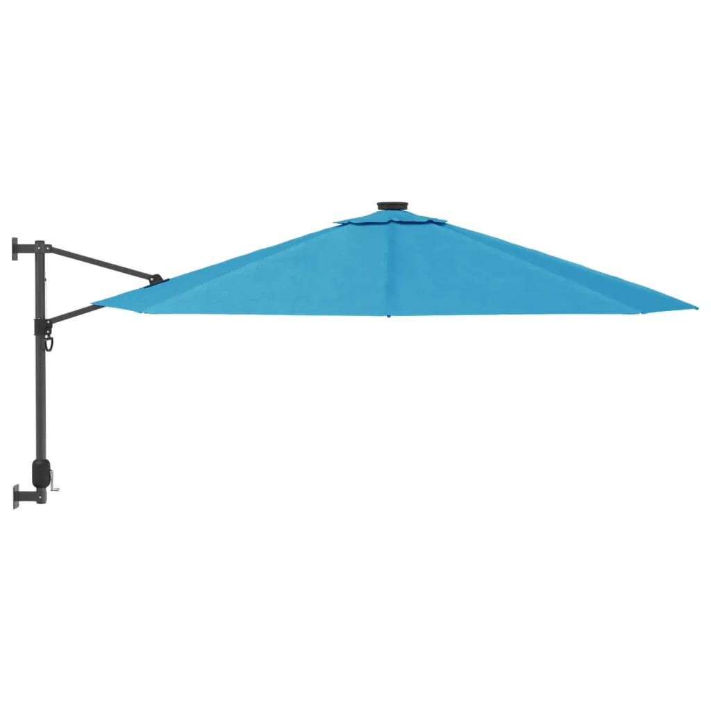 væghængt parasol med LED-lys 290 cm havblå - Image 4