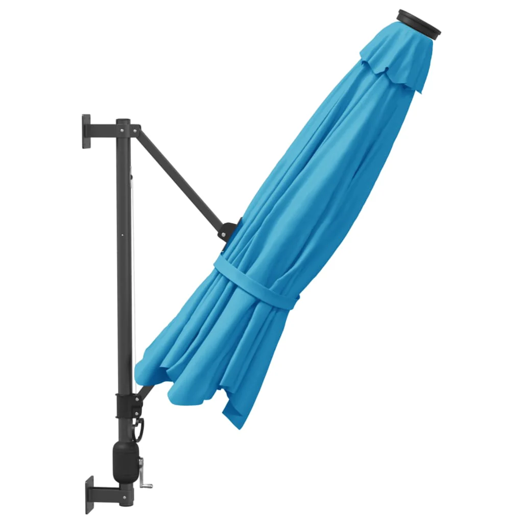 væghængt parasol med LED-lys 290 cm havblå - Image 5
