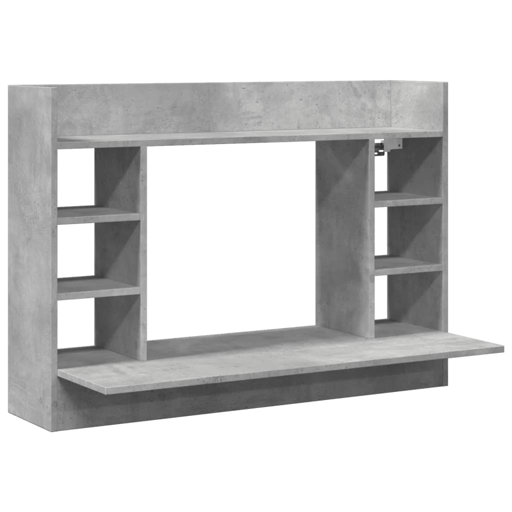 væghængt skrivebord 105x48x75 cm konstrueret træ betongrå - Image 2