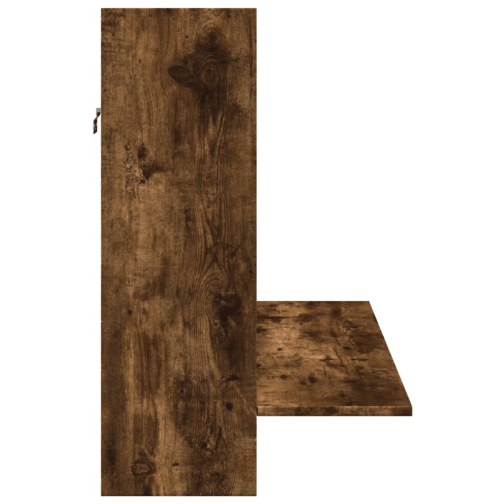 væghængt skrivebord 105x48x75 cm konstrueret træ røget egetræ - Image 5