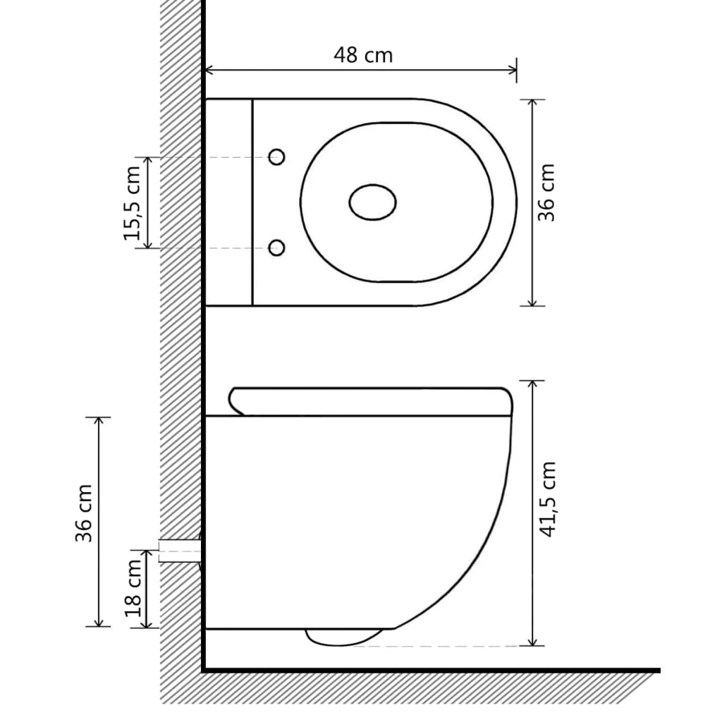 væghængt toilet uden kant med bidetfunktion keramik hvid - Image 10