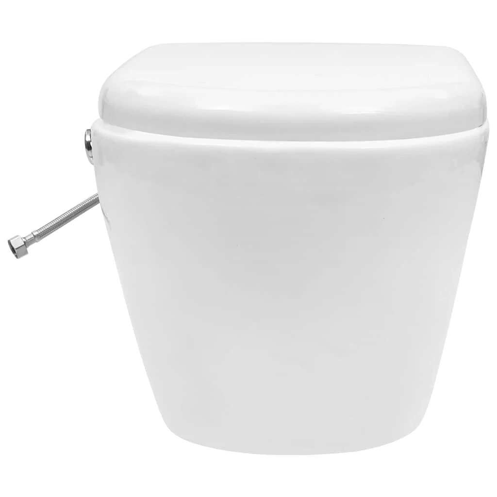 væghængt toilet uden kant og med skjult cisterne keramik hvid - Image 7
