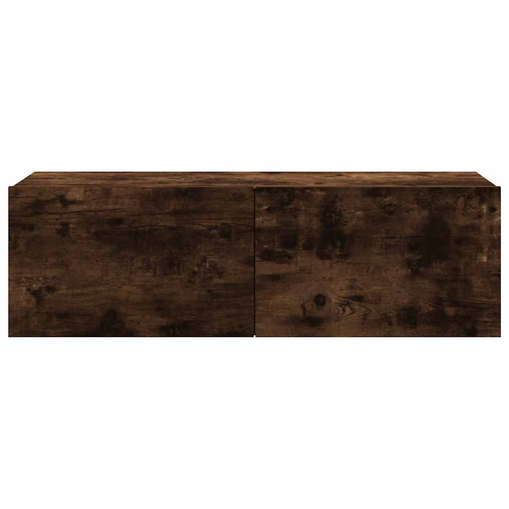 væghængt tv-bord 100x30x30 cm konstrueret træ røget egetræ - Image 5