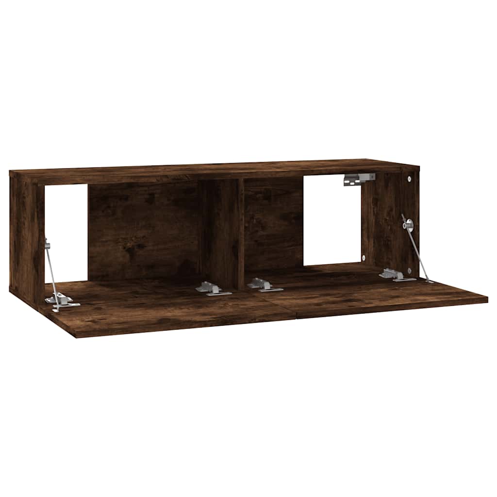 væghængt tv-bord 100x30x30 cm konstrueret træ røget egetræ - Image 7