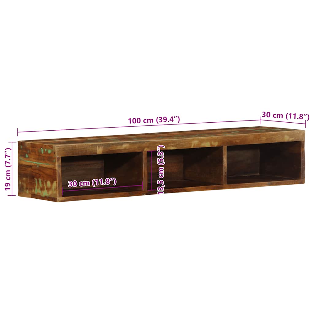 væghængt tv-skab 100x30x19 cm massivt genbrugstræ - Image 10