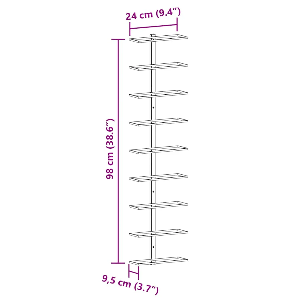 væghængt vinreol til 9 flasker jern sort - Image 8