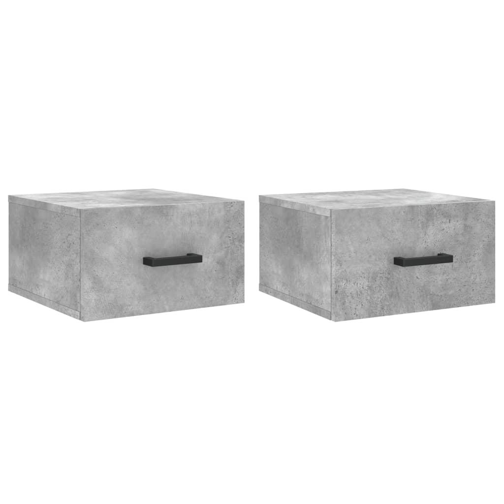 væghængte sengeborde 2 stk. 35x35x20 cm betongrå - Image 2
